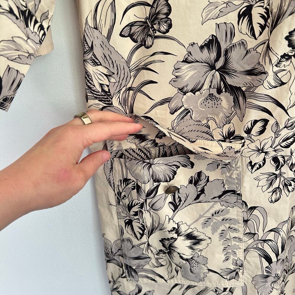 Etro Floral Short Sleeve Cotton Dress Cream Size 46/10 - Picture 6 of 8